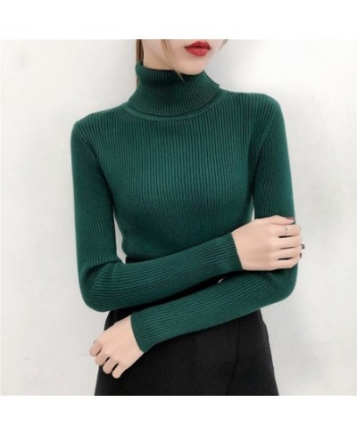 Women Casual Soft Cashmere Elastic Sweaters Turtleneck Slim Knit Pullovers For Women Solid Jumpers Winter $23.53 - Sweaters