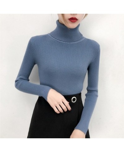 Women Casual Soft Cashmere Elastic Sweaters Turtleneck Slim Knit Pullovers For Women Solid Jumpers Winter $23.53 - Sweaters