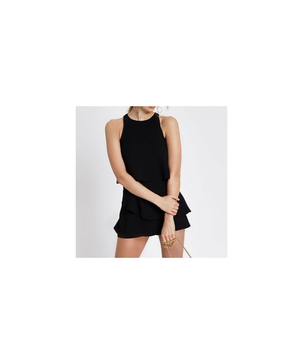 Summer Women Casual Playsuits Women's Holiday Summer O-Neck Sleeveless Solid Playsuits Loose Ruffles Playsuit jumpsuit $34.01...