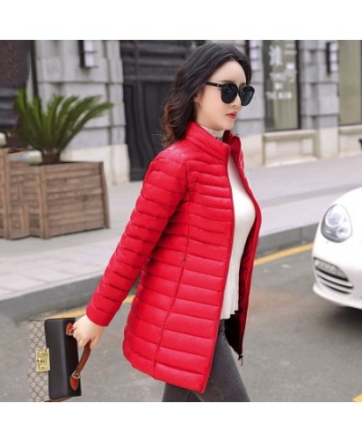 Slim Solid Women's Winter Long Down Jacket Oversized Stand Collar Office Ladies Thin Down Coat Female 2023 Overcoat $50.91 - ...