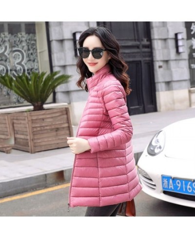 Slim Solid Women's Winter Long Down Jacket Oversized Stand Collar Office Ladies Thin Down Coat Female 2023 Overcoat $50.91 - ...