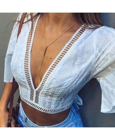 2023 Fashion Sexy Women Summer Vest Short Sleeve Top Cover Up Sleeve Blouse Tank Tops Midriff Blouses $17.94 - Women Tops