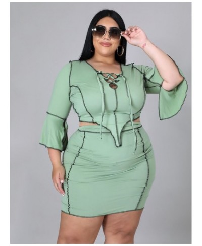 Skirt Sets Women 2 Piece Outfits Crop Top and Skirt Sexy Fashion Streetwear Plus Size Matching Sets Wholesale $46.08 - Plus S...