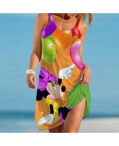 Women's Dress Minnie Mouse Elegant Dresses Boho 2022 Sling Summer Woman Loose Beach Sexy Mickey Cartoon Sleeveless Print $22....