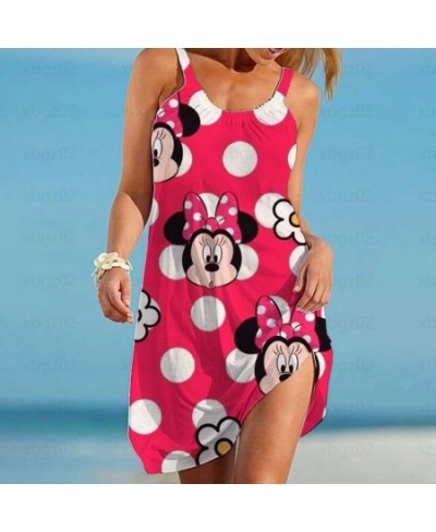 Women's Dress Minnie Mouse Elegant Dresses Boho 2022 Sling Summer Woman Loose Beach Sexy Mickey Cartoon Sleeveless Print $22....