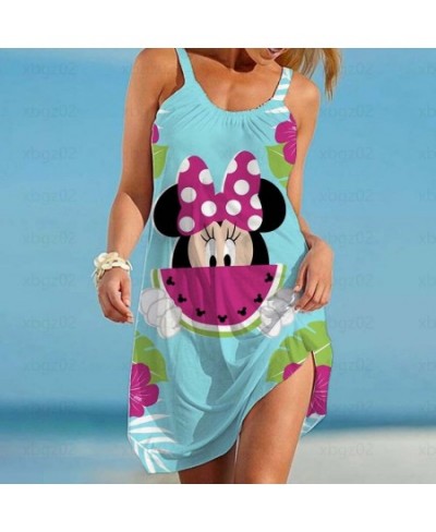 Women's Dress Minnie Mouse Elegant Dresses Boho 2022 Sling Summer Woman Loose Beach Sexy Mickey Cartoon Sleeveless Print $22....