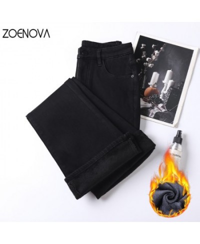 2022 Fashion Fleece Women Flared Jeans Loose Denim Pants Bottom Straight High Waist Stretch Urban Female Flare Trouser $58.82...