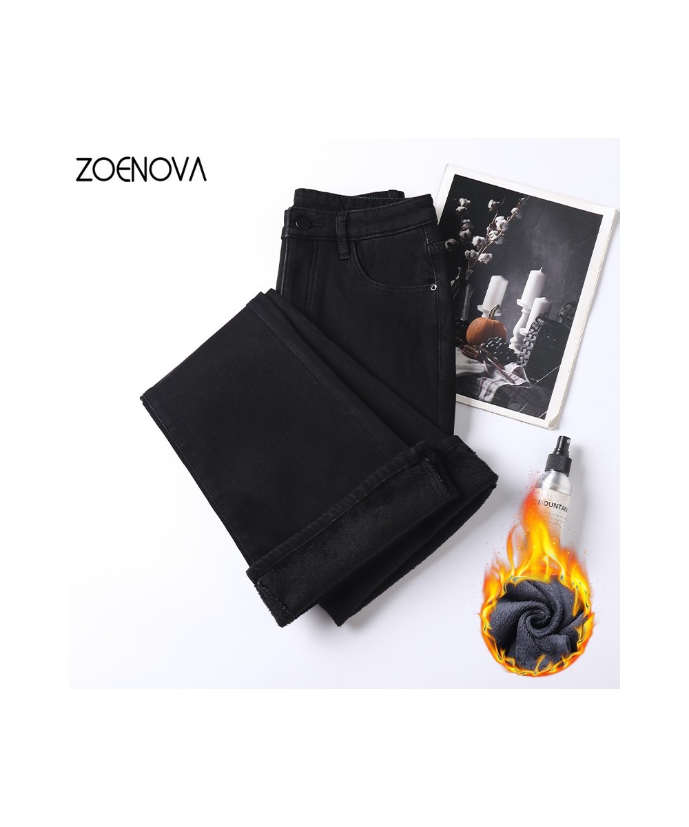 2022 Fashion Fleece Women Flared Jeans Loose Denim Pants Bottom Straight High Waist Stretch Urban Female Flare Trouser $58.82...