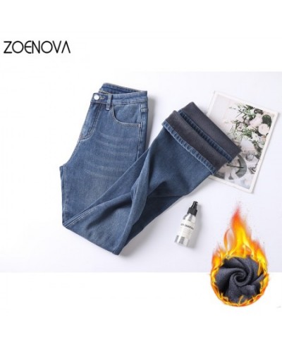 2022 Fashion Fleece Women Flared Jeans Loose Denim Pants Bottom Straight High Waist Stretch Urban Female Flare Trouser $58.82...