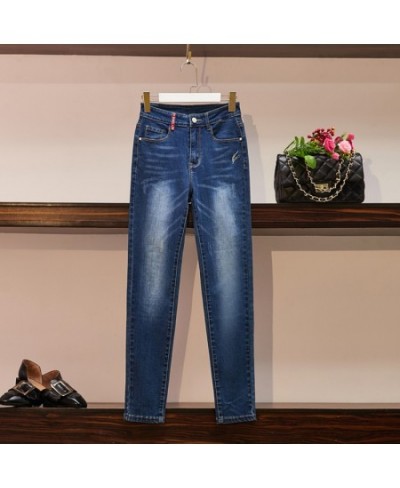 Embroidery Stretch Women's Jeans High Waist Pencil Pants Denim Mujer Elastic Slim Trousers Skinny Jeans Woman Autumn Daily We...