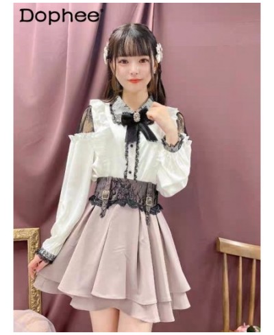 Japanese-Style Mine Mass-Produced Lace Slim Waist Multi-Layer Skirt Women Sweet Lolita Short Pleated Skirt Spring/Summer Fald...