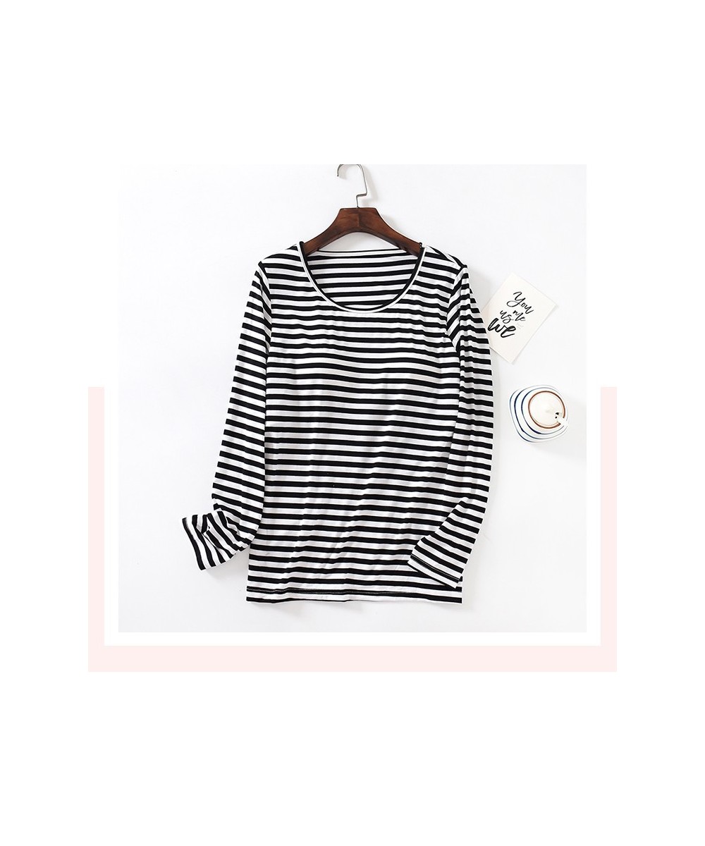 Women's Modal Stripe One Piece Pajamas Long-Sleeved Spring Summer Bottomed Sleepwear Shirt Casual Sleep Tops Plus Size L-4XL ...