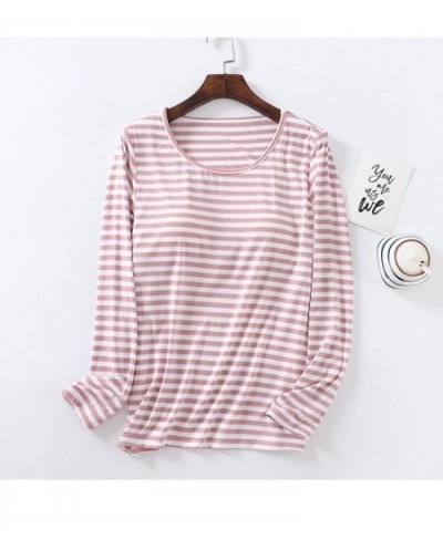 Women's Modal Stripe One Piece Pajamas Long-Sleeved Spring Summer Bottomed Sleepwear Shirt Casual Sleep Tops Plus Size L-4XL ...