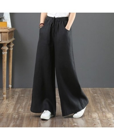 Women Pants Trousers Cotton Line Long Straight Pants for Women High Waist Wide Leg Pants Loose Casual Women Pants Trousers $2...