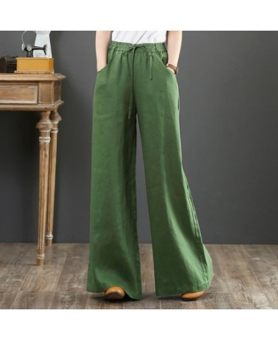 Women Pants Trousers Cotton Line Long Straight Pants for Women High Waist Wide Leg Pants Loose Casual Women Pants Trousers $2...