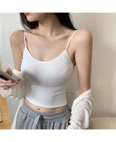 Women Seamless Crop Top Underwear Sexy Streetwear Camisole Sports Thin Straps Striped Solid Lingerie One-Piece Tube Tops $14....