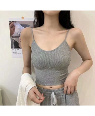 Women Seamless Crop Top Underwear Sexy Streetwear Camisole Sports Thin Straps Striped Solid Lingerie One-Piece Tube Tops $14....