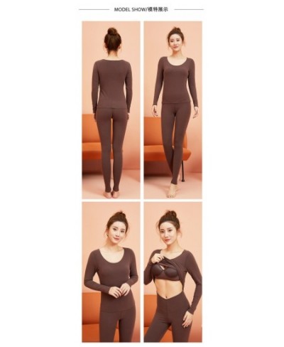 German Velvet Thermal Underwear Women with Chest Pads Autumn and Winter Plus Velvet Autumn Clothes and Long Pants Suit $49.95...