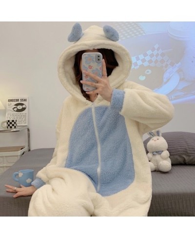 Winter Adult Kigurumis Women Pijama Onesie Jumpsuits Cartoon Sleepwear Pyjama Thicken Hoodie Korean Girls Leisure Wear Pajama...