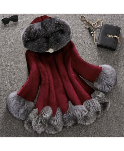 Faux Fur Coat Women's Autumn & Winter Mink Fur Coat Fox Collar Hooded Jacket Top Fur Women's Christmas Dress Autumn & Winter ...