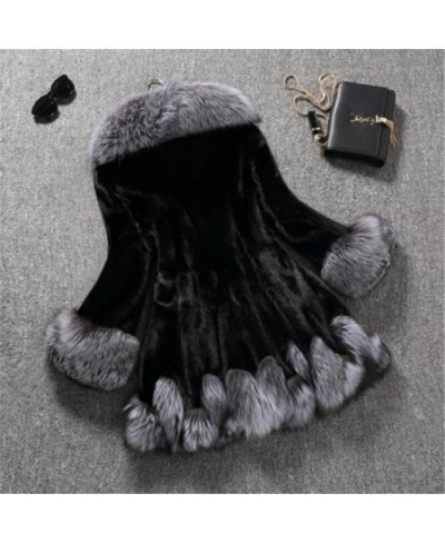 Faux Fur Coat Women's Autumn & Winter Mink Fur Coat Fox Collar Hooded Jacket Top Fur Women's Christmas Dress Autumn & Winter ...