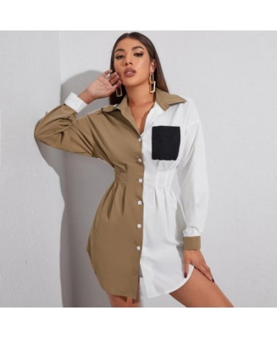 Fashion Shirts for Women Long Sleeve Blusas Mujer Polo OL Ladies Work Tops Button Turn Down Collar Patchwor Long Shirt Camisa...