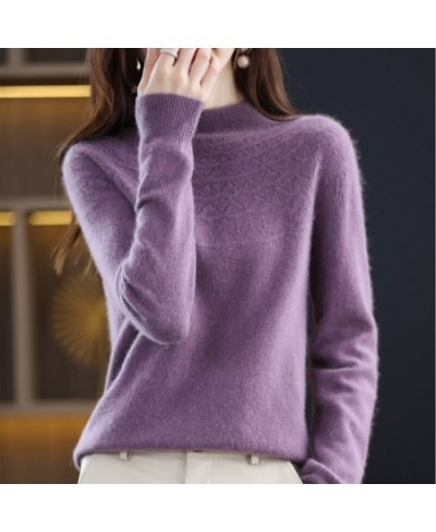 2022 New High-end First-line Ready-to-wear Seamless Sexy Half-height Hollow Wool Sweater Women's Lazy Style Vacation Sweater ...