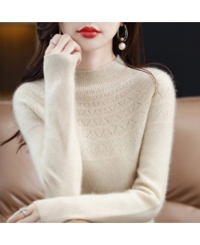 2022 New High-end First-line Ready-to-wear Seamless Sexy Half-height Hollow Wool Sweater Women's Lazy Style Vacation Sweater ...