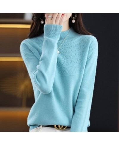 2022 New High-end First-line Ready-to-wear Seamless Sexy Half-height Hollow Wool Sweater Women's Lazy Style Vacation Sweater ...