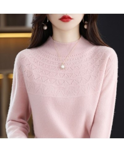 2022 New High-end First-line Ready-to-wear Seamless Sexy Half-height Hollow Wool Sweater Women's Lazy Style Vacation Sweater ...