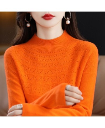 2022 New High-end First-line Ready-to-wear Seamless Sexy Half-height Hollow Wool Sweater Women's Lazy Style Vacation Sweater ...