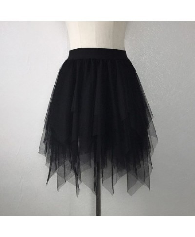 Tulle Skirts for Women Irregular New Fashion Elastic High Waist Mesh Red Tutu Skirt Sexy Pleated Long Skirts Midi Skirts Wome...