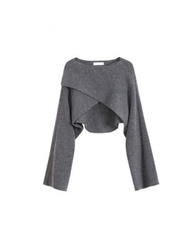 Women Autumn Winter Crew-neck Solid Color Irregular Clipping Knitwear Blouses Baggy Long Sleeve Simplicity Lady Knitted Tops ...