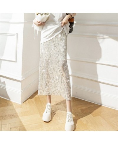 Sparkling Sequin Skirt Women Summer Casual High Waist Gentle Package Hip Long Straight Skirts Sexy Party Skirts Korean N712 $...