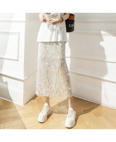 Sparkling Sequin Skirt Women Summer Casual High Waist Gentle Package Hip Long Straight Skirts Sexy Party Skirts Korean N712 $...