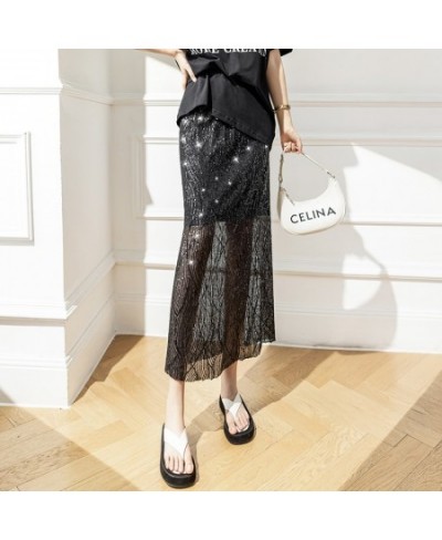 Sparkling Sequin Skirt Women Summer Casual High Waist Gentle Package Hip Long Straight Skirts Sexy Party Skirts Korean N712 $...