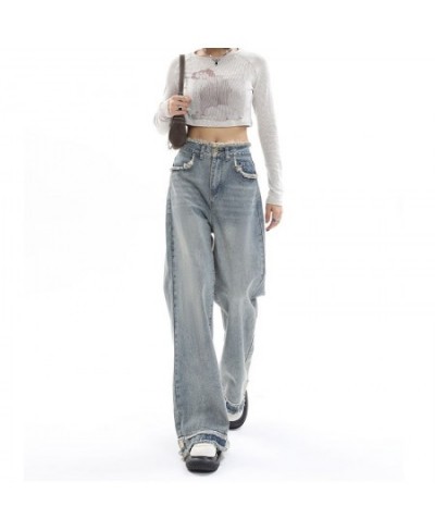 Deeptown Vintage Blue Wide Leg Jeans Women Harajuku Hip Hop High Waist Baggy Pants Loose Straight Denim Trousers Y2K Streetwe...