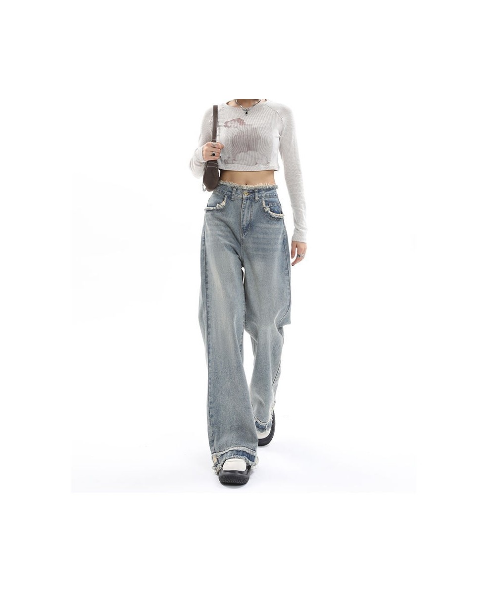 Deeptown Vintage Blue Wide Leg Jeans Women Harajuku Hip Hop High Waist Baggy Pants Loose Straight Denim Trousers Y2K Streetwe...