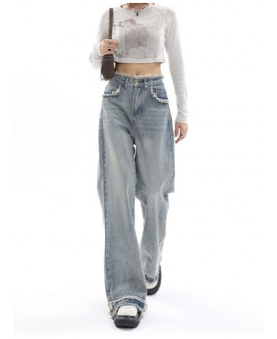 Deeptown Vintage Blue Wide Leg Jeans Women Harajuku Hip Hop High Waist Baggy Pants Loose Straight Denim Trousers Y2K Streetwe...