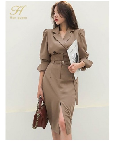 Korean Office Lady 2 Pieces Set Women Double-Breasted Tops And High Waist Pencil Skirts Casual Simple Skirts Suits $70.85 - S...