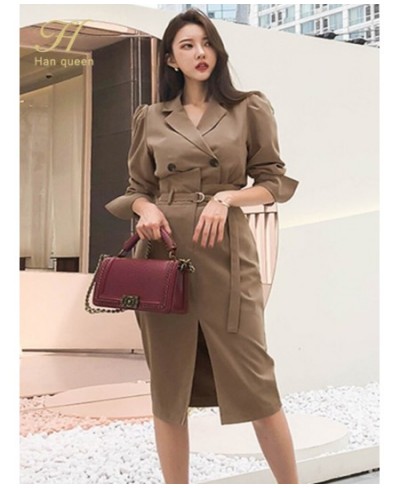 Korean Office Lady 2 Pieces Set Women Double-Breasted Tops And High Waist Pencil Skirts Casual Simple Skirts Suits $70.85 - S...