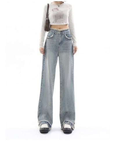 Deeptown Vintage Blue Wide Leg Jeans Women Harajuku Hip Hop High Waist Baggy Pants Loose Straight Denim Trousers Y2K Streetwe...