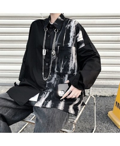 Punk Gothic Shirt Women Mall Goth Patchwork Black Blouses Harajuku Tie Dye Long Sleeve Top Oversized Streetwear Splice Top $3...