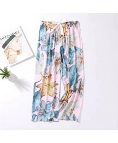 New Spring Summer Sleep Wear Women Pajama Printed Loose Sleeping Bottoms Cotton Pants Female Calf-Length Pants Lounge Home We...