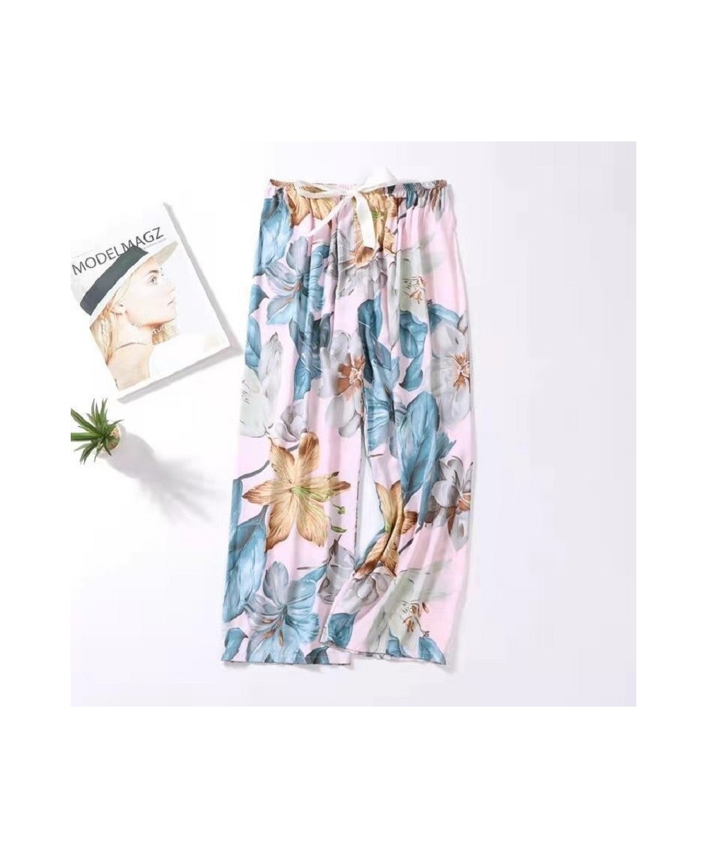 New Spring Summer Sleep Wear Women Pajama Printed Loose Sleeping Bottoms Cotton Pants Female Calf-Length Pants Lounge Home We...