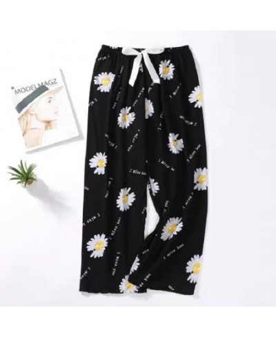 New Spring Summer Sleep Wear Women Pajama Printed Loose Sleeping Bottoms Cotton Pants Female Calf-Length Pants Lounge Home We...