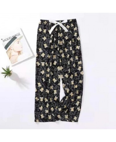 New Spring Summer Sleep Wear Women Pajama Printed Loose Sleeping Bottoms Cotton Pants Female Calf-Length Pants Lounge Home We...