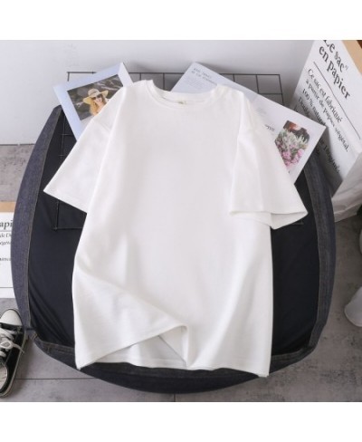 Short-sleeved T-shirt Women's Korean Version Plus Size Summer New Cotton Tshirts Student Loose Solid Color Girl Tees Top $31....