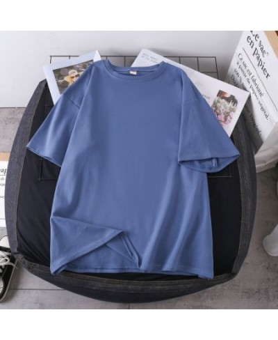 Short-sleeved T-shirt Women's Korean Version Plus Size Summer New Cotton Tshirts Student Loose Solid Color Girl Tees Top $31....