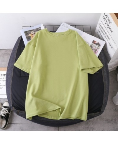 Short-sleeved T-shirt Women's Korean Version Plus Size Summer New Cotton Tshirts Student Loose Solid Color Girl Tees Top $31....